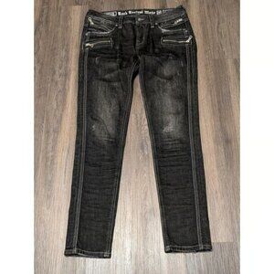 Rock Revival Moto Cladelle Denim Jeans Women's 28 Black Wash Grunge Punk Rocker